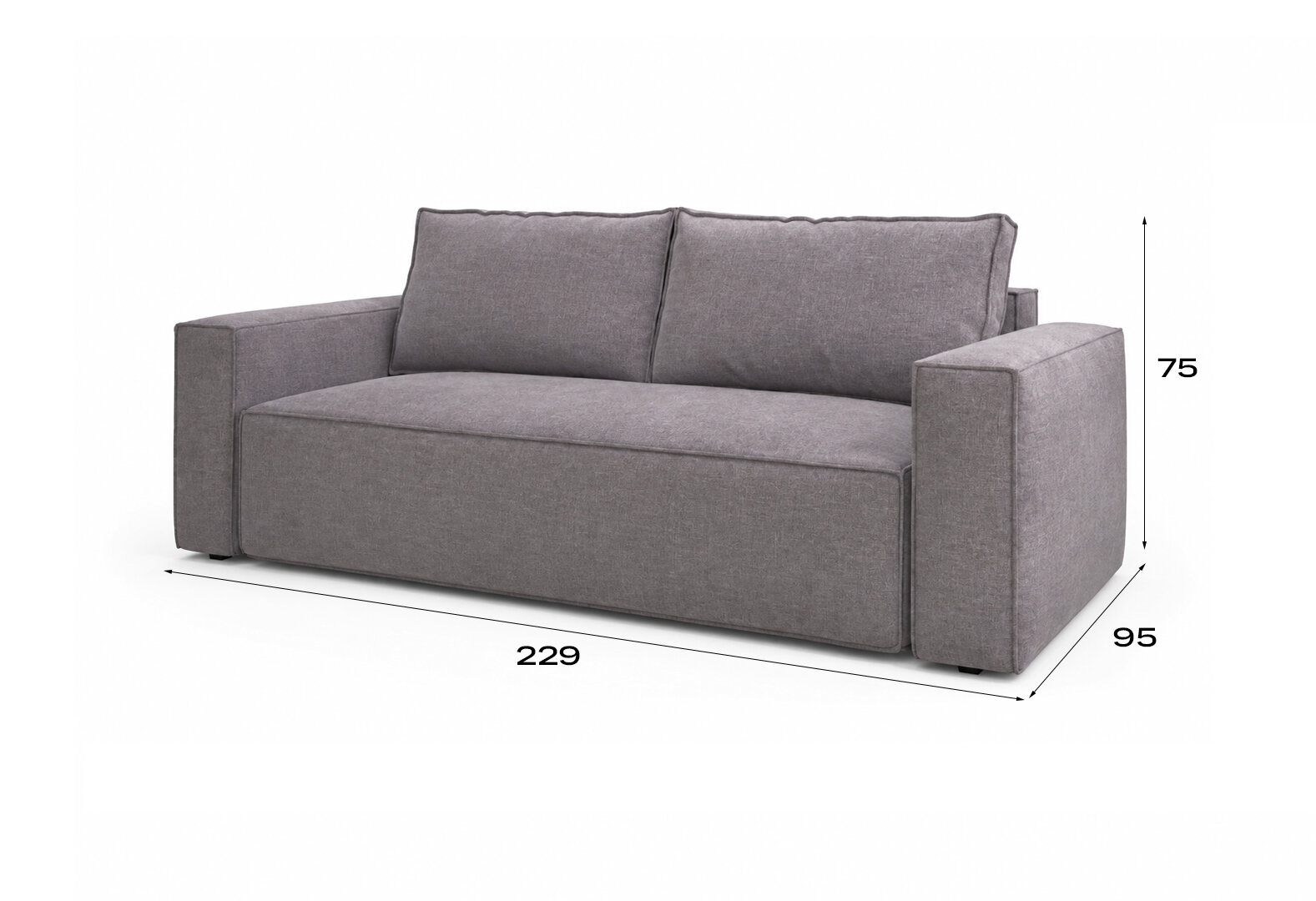 Фото 6 - Диван Vika Рекам 229х95 см, сірий (Allure Stone)
