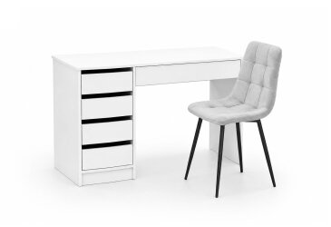 Зображення Стіл письмовий Kredens furniture Ерго / Ergo 110x55 см лівий з 5-ма шухлядами Білий з кріслом Тед F1 New Light Grey