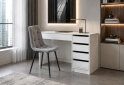 Зображення 2 - Стіл письмовий Kredens furniture Ерго / Ergo 110x55 см правий з 5-ма шухлядами Білий з кріслом Тед F1 New Light Grey