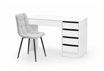 Зображення Стіл письмовий Kredens furniture Ерго / Ergo 110x55 см правий з 5-ма шухлядами Білий з кріслом Тед F1 New Light Grey