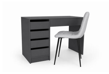 Зображення Стіл письмовий Kredens furniture Ерго / Ergo 110x55 см лівий з 5-ма шухлядами Графіт з кріслом Тед F1 New Light Grey