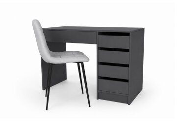 Зображення Стіл письмовий Kredens furniture Ерго / Ergo 110x55 см правий з 5-ма шухлядами Графіт з кріслом Тед F1 New Light Grey