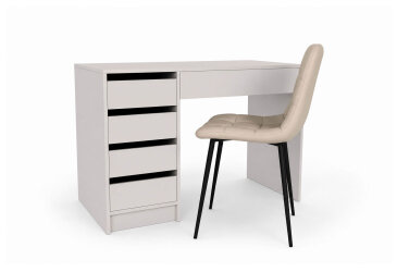 Зображення Стіл письмовий Kredens furniture Ерго / Ergo 110x55 см лівий з 5-ма шухлядами Кашемір з кріслом Тед беж