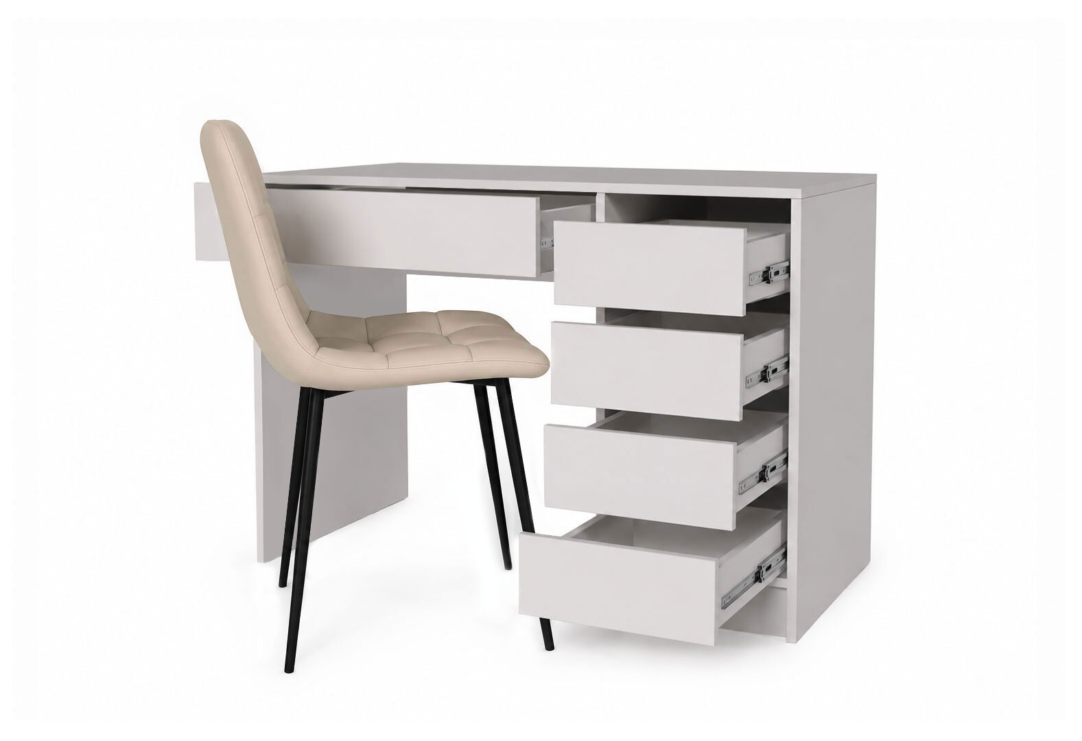Фото 4 - Стіл письмовий Kredens furniture Ерго / Ergo 110x55 см правий з 5-ма шухлядами Кашемір з кріслом Тед беж