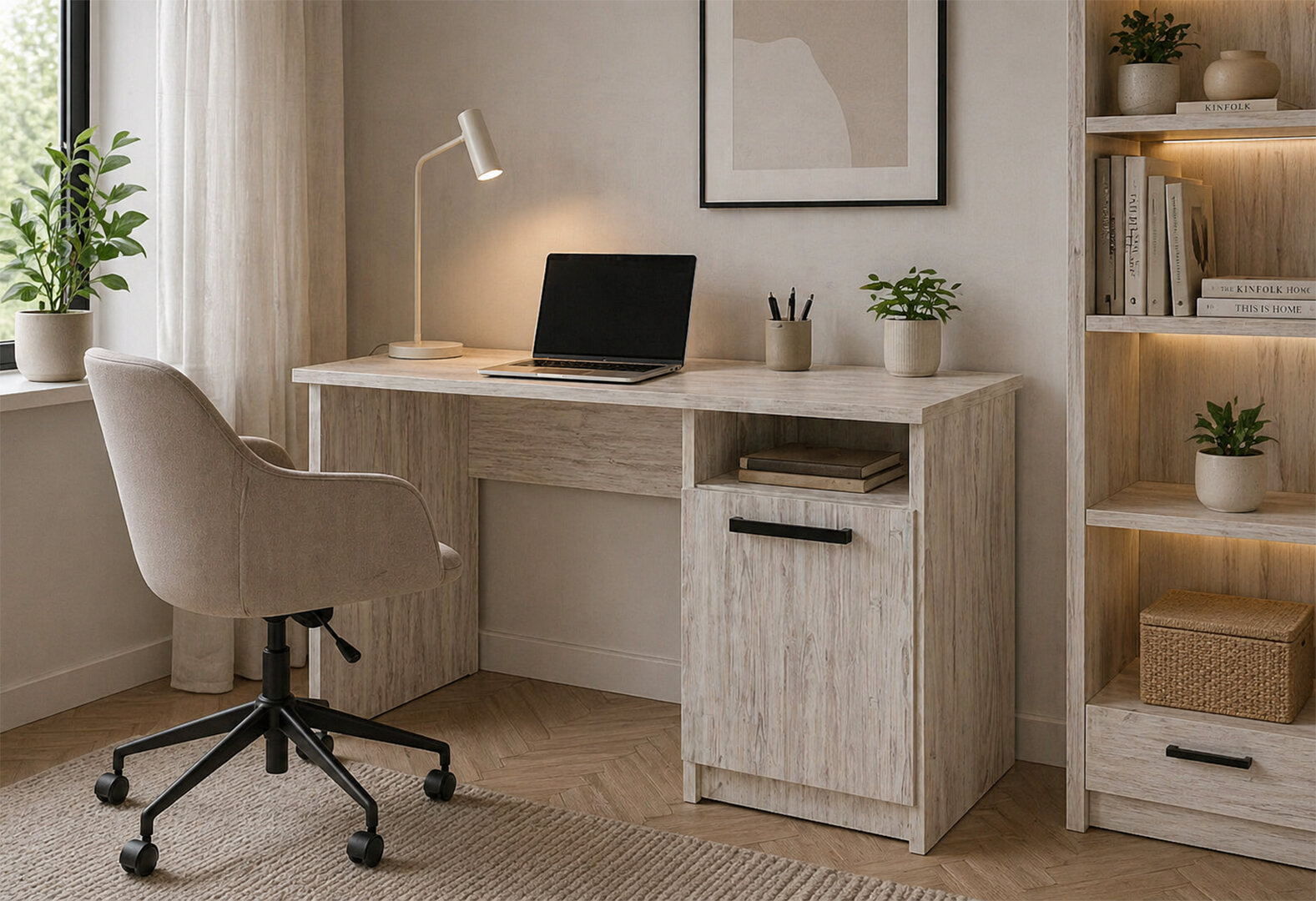 Фото 2 - Стіл письмовий Kredens furniture СК-1 115x55 см з тумбою сосна лофт