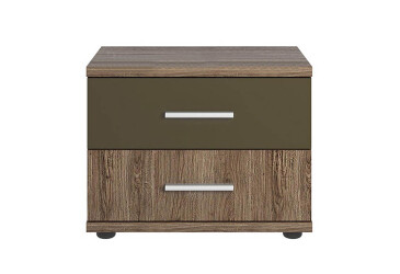 Фото Тумба прикроватная ВМВ Холдинг Джульетта с 2 ящиками 50 см Дуб арканзас темный/Бронза