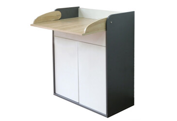 Фото Комод VMV holding Алекс пеленальний 2-дверний з шухлядою без ручок 84 см Сіро-білий