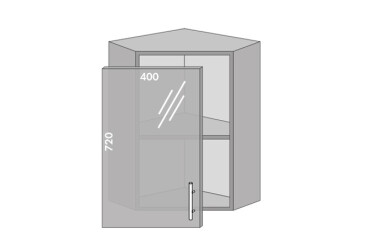 Фото Верх 58 вітрина кут Міррор Глосс / Mirror Gloss MebelStar