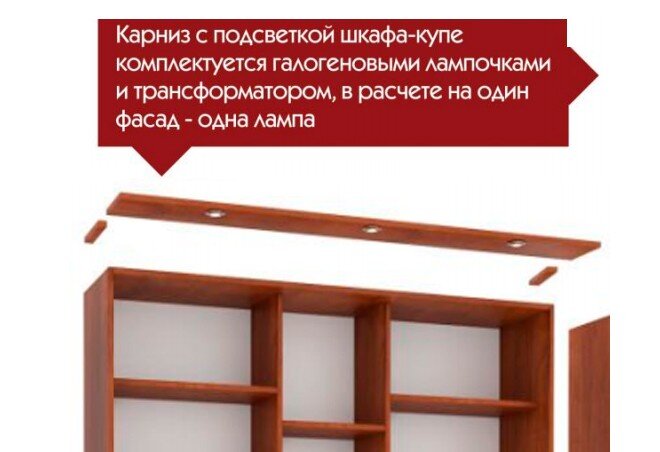 Фото 1 - Карниз 900 (с подсветкой) Шкаф-купе 2D 900 Мебель Стар