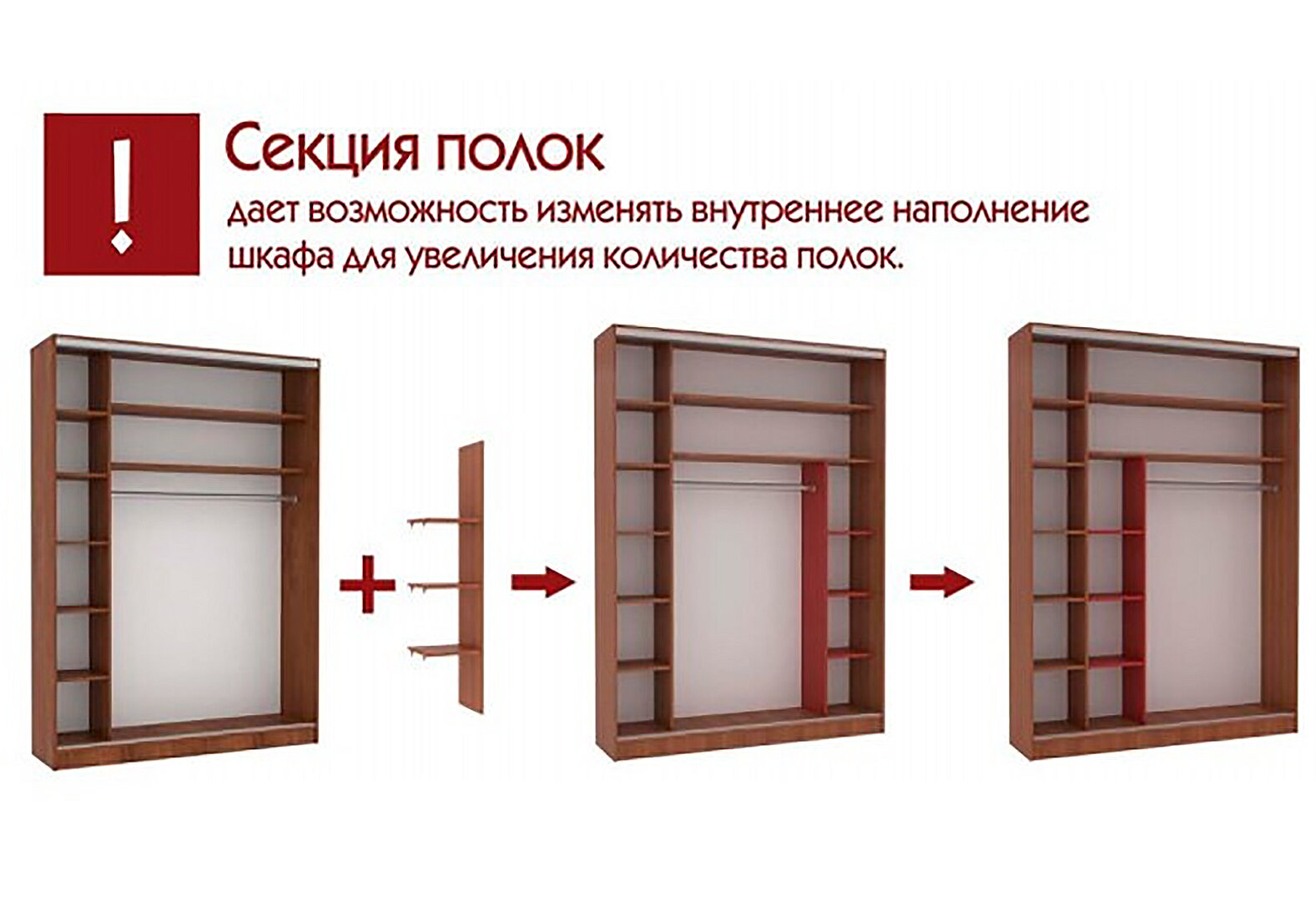 Фото 1 - Секция полок 600 Шкаф-купе 2D 900 Мебель Стар