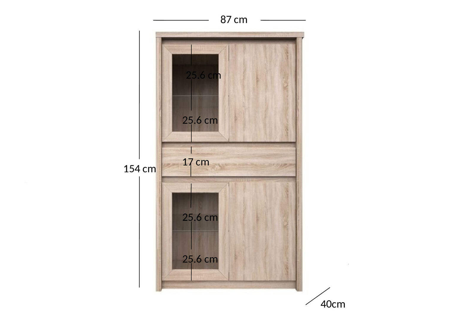 Фото 2 - Шафа-вітрина VMV holding Нортон з шухлядою 87 см Дуб сонома