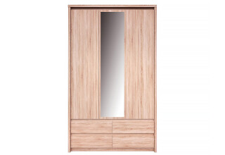 Фото Шкаф ВМВ Холдинг Нортон 3-дверный с 4 ящиками и зеркалом 127 см Дуб сонома