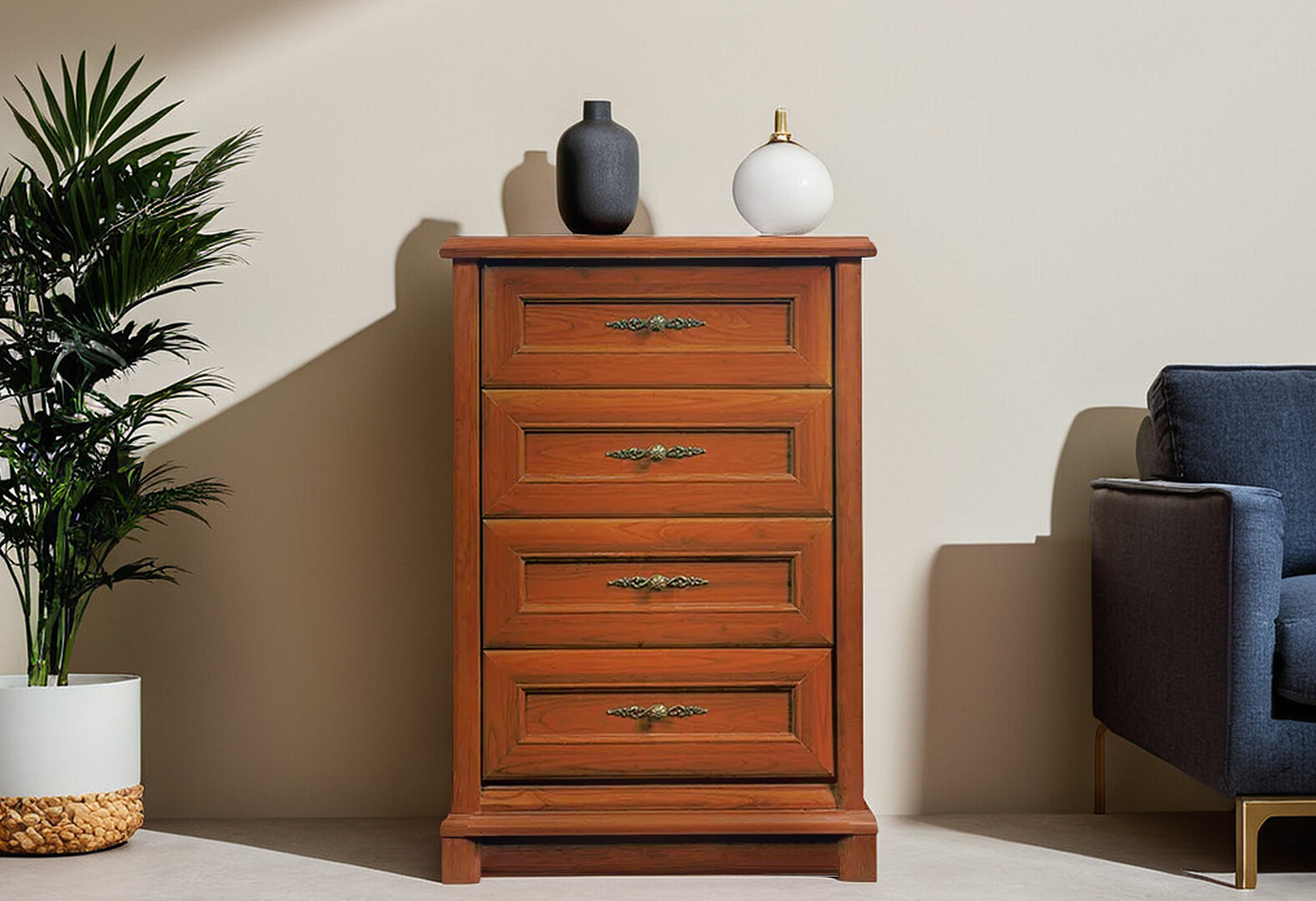 Фото 2 - Комод Гербор Соната с 4 ящиками 62 см Каштан