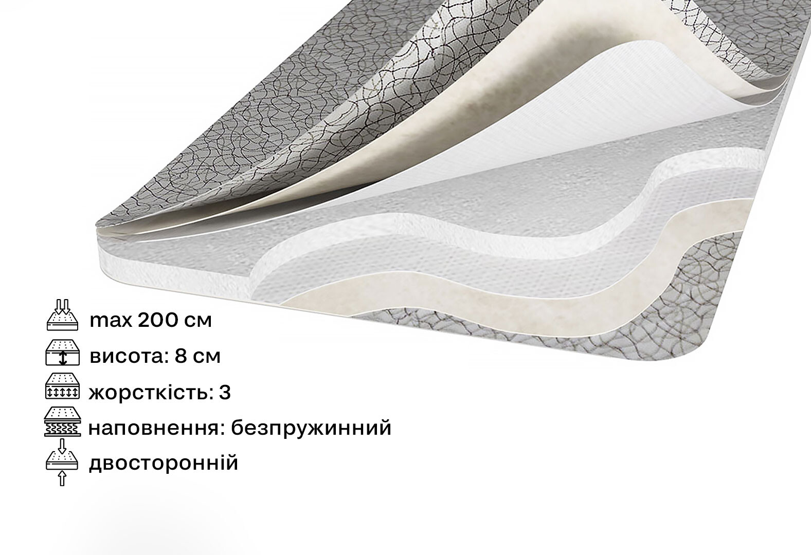 Фото 2 - Матрас Svit Mebliv Топпер-футон №2 категория 1, чехол из поликоттона