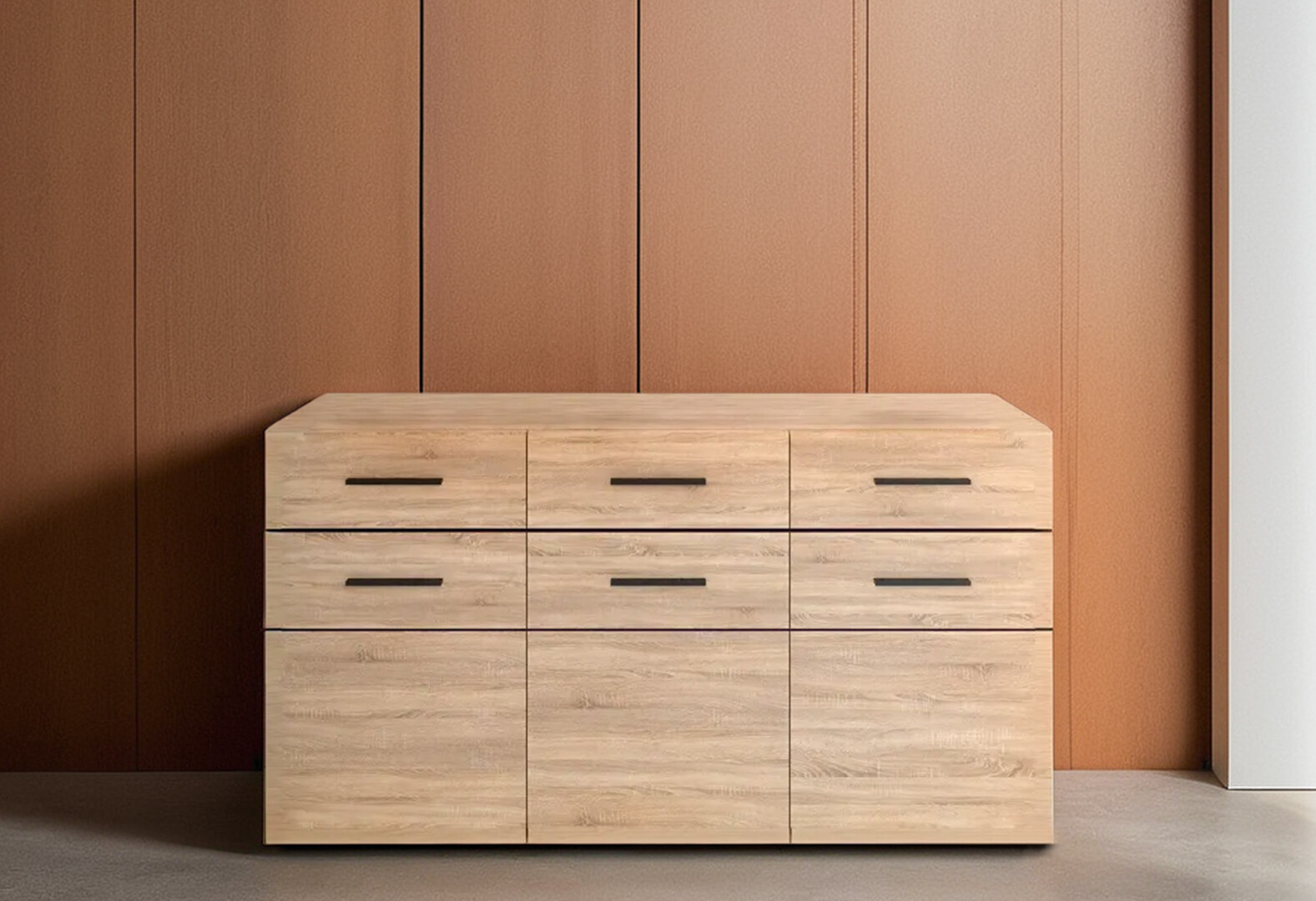 Фото 2 - Комод VMV holding Соло 3-дверний з 3 шухлядами 150 см Дуб сонома