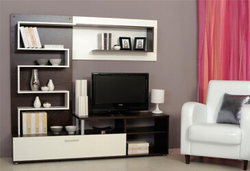 Фото Стенка ВМВ Холдинг Жасмин 170 см Дуб шоколадный/Белый