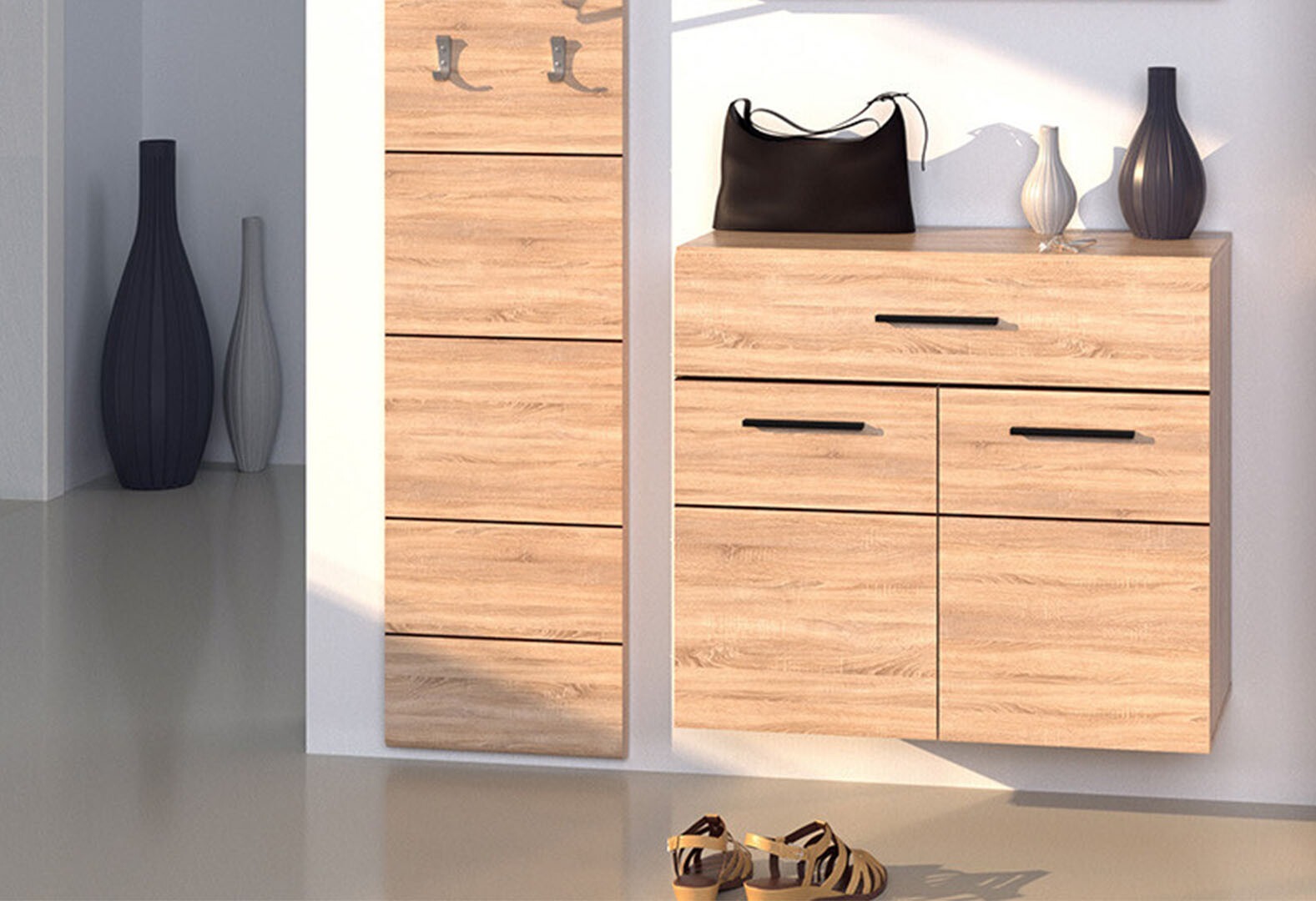 Фото 2 - Комод прихожей VMV holding Соло 2-дверный с ящиком 80 см Дуб сонома