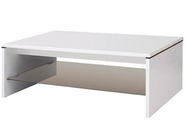 Фото Стіл журнальний ВМК Ацтека (Амелія) 110x65 см з полицею, білий / венге