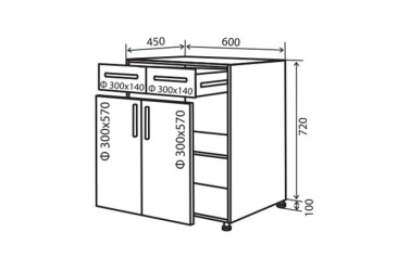 Фото Н26 Тумба 2Ш2Д 60