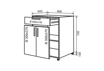 Фото Н30 Тумба 1Ш2Д 60