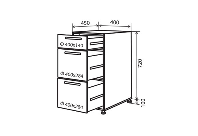 Фото 1 - Н9 Тумба 3Ш 40 Флэт Вип-Мастер