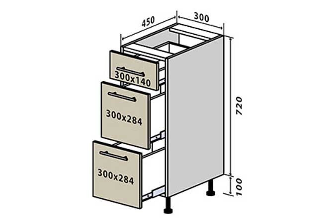 Фото 1 - Н8 Тумба 3Ш 30 Альбина Вип-Мастер