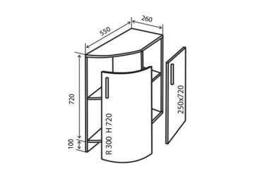 Фото Н37R+ Тумба радиусная УНИ