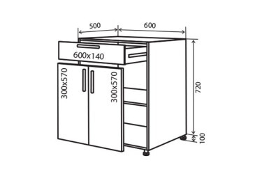 Фото Н30 Тумба 1Ш2Д 60 Альбина Люкс Вип-Мастер