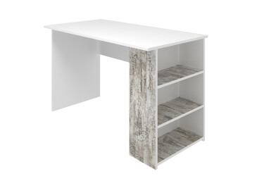 Фото Стіл письмовий VMV holding Памп 120x60 см з боковими полицями, білий/кантрі лейбел