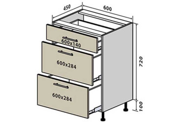 Фото Н28 Тумба 3Ш 60 Альта / Alta Вип-Мастер