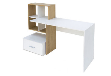 Фото Стол письменный ВМВ Холдинг HO 1S 149x50 см с надставкой и ящиком, белый/дуб каменный