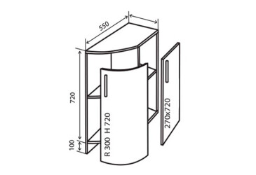 Фото Н37R+ Тумба радиусная УНИ