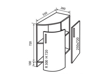 Фото Н37R+ Тумба радиусная УНИ