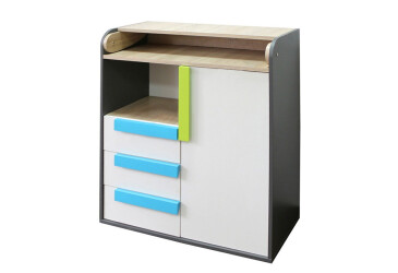 Фото Комод VMV holding Алекс пеленальний 1-дверний з 3 шухлядами 84 см Сіро-білий