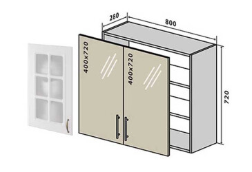 Фото В8 Тумба 2Д 80 Вітрина №2 Аморе Класік Патина / Amore Classic Patina VIP-master