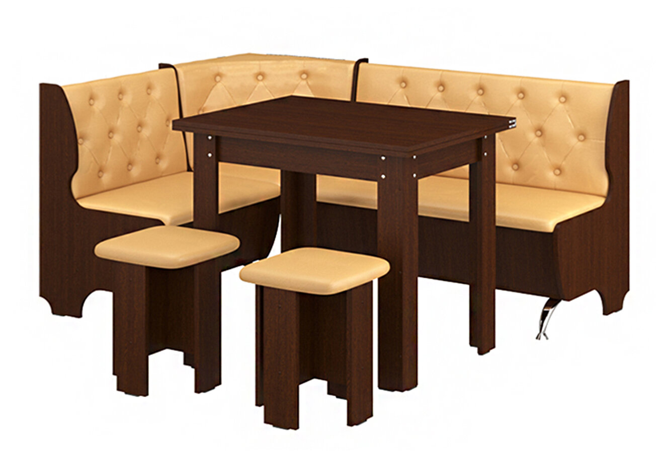 Фото 2 - Кухонный уголок Адмирал (уголок Адмирал + стол раскладной №3 + табурет №3 / 2 шт) Пехотин