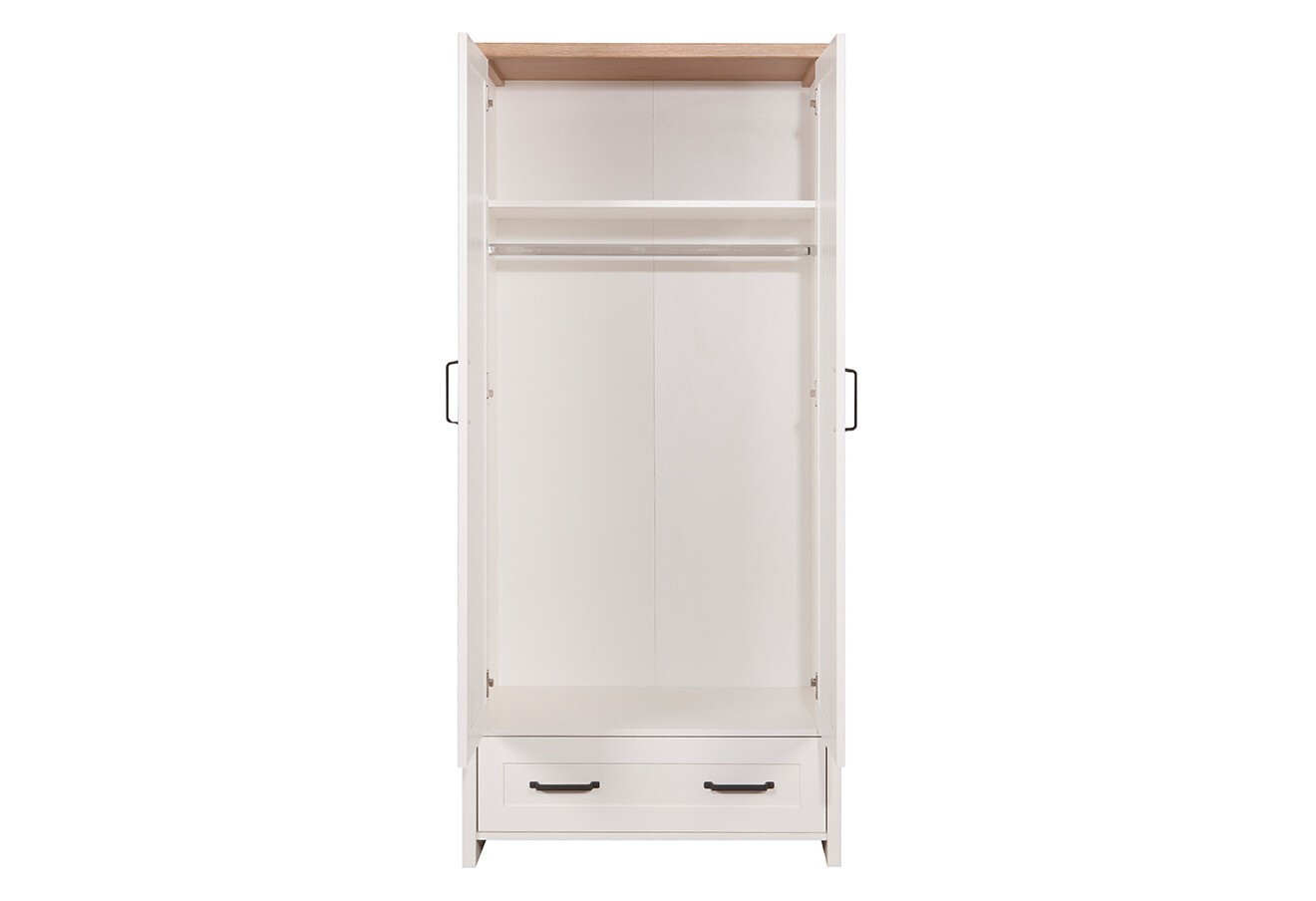 Фото 2 - Шкаф VMV holding Вернет 2-дверный с ящиком 89 см Белый/Дуб каменный