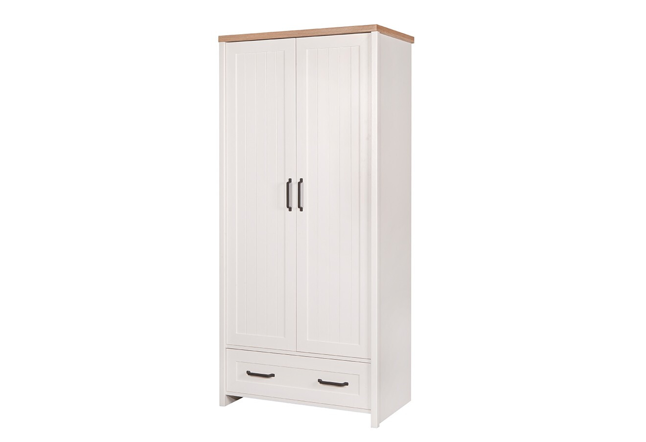 Фото 3 - Шкаф VMV holding Вернет 2-дверный с ящиком 89 см Белый/Дуб каменный