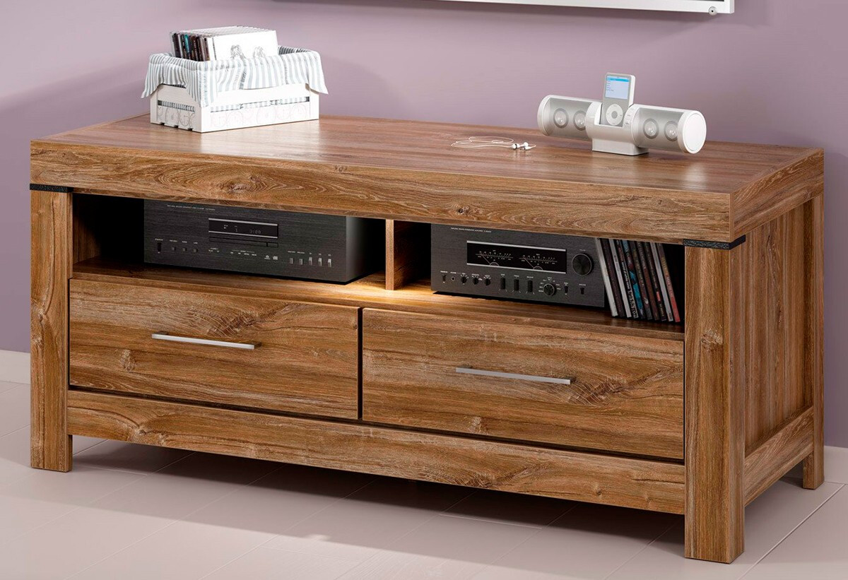 Фото 4 - Тумба под ТВ ВМК Герман с 2 ящиками и полками 139 см Дуб стирлинг