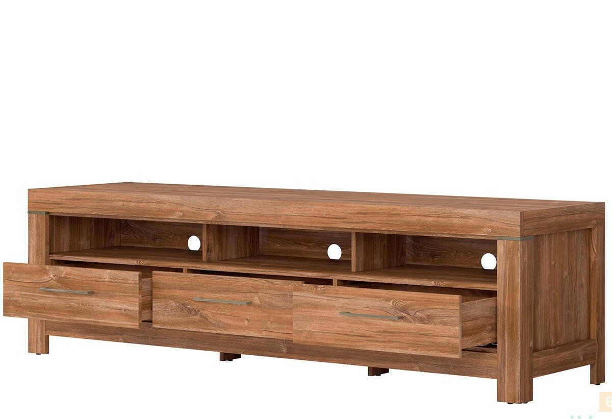 Фото 5 - Тумба під ТВ ВМК Герман з 3 шухлядами та полицями 200 см Дуб стірлінг