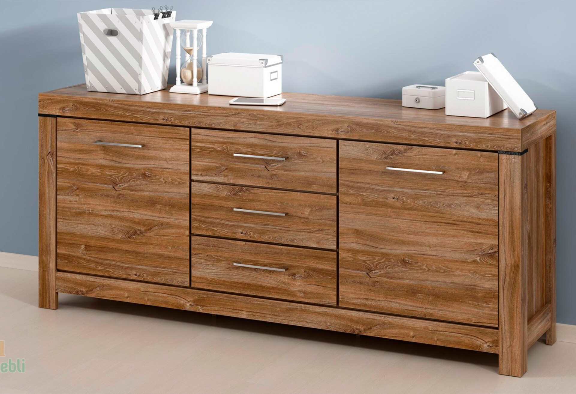 Фото 2 - Комод ВМК Герман 2-дверный с 3 ящиками 200 см Дуб стирлинг