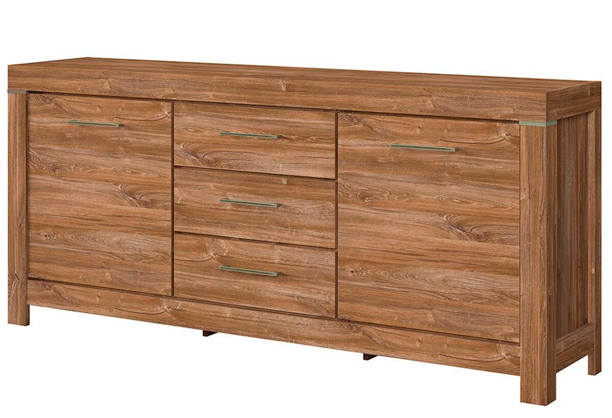 Фото 1 - Комод ВМК Герман 2-дверный с 3 ящиками 200 см Дуб стирлинг