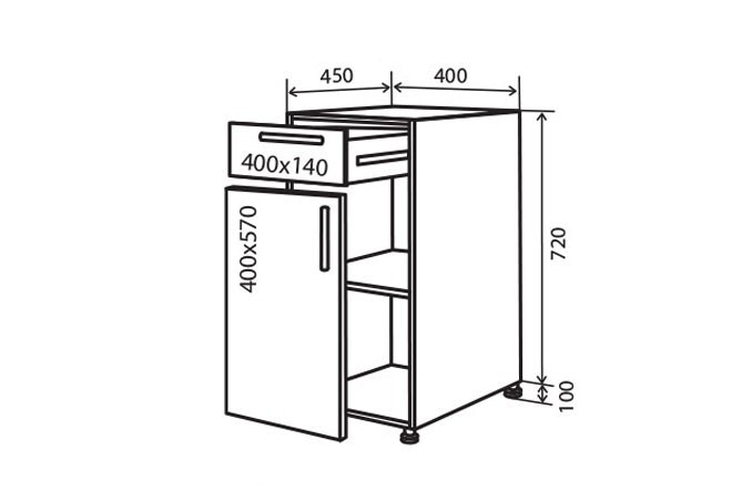 Фото 1 - Н23 Тумба 1Ш1Д 40 МоДа Мат / MoDa Matt VIP-master