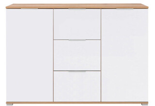 Фото Комод ВМК Злата 2-дверная с 3 ящиками 135 см Дуб тахо/Белый