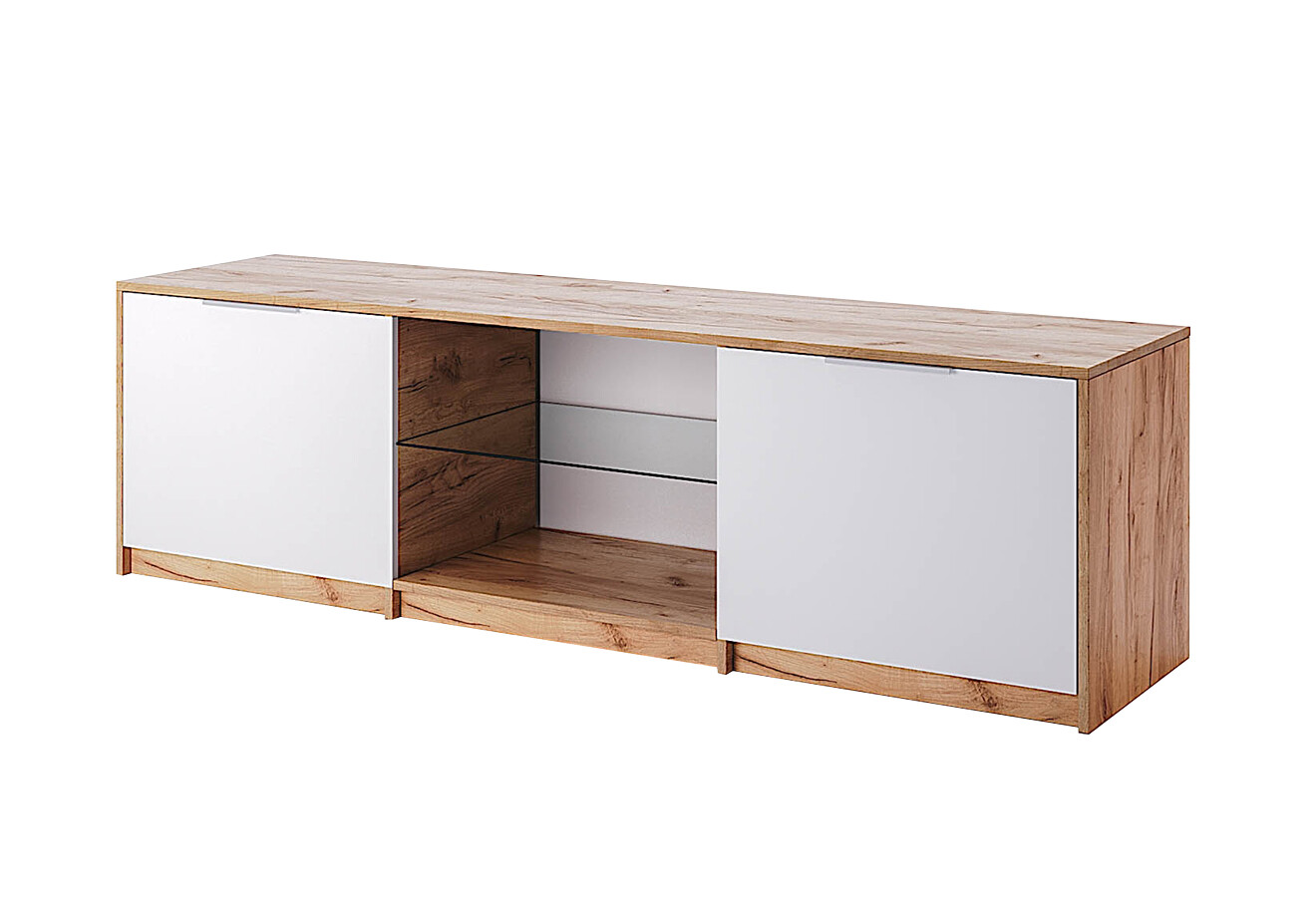 Фото 1 - Тумба под ТВ MiroMark Асти с 2 дверцами 179 см Дуб крафт / белый