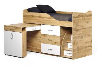 Фото Кровать-горка Виорина Деко 5 80х180 см с ящиками, лестницами и столом