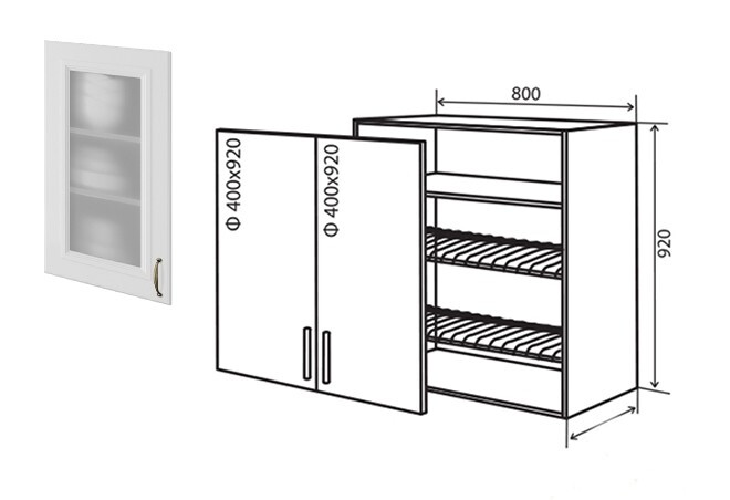 Фото 1 - В49 Тумба сушка 2Д 80 Витрина №1 Аморе Класик Патина Люкс / Amore Classic Patina Luxe Вип-Мастер