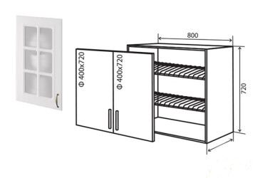 Фото В9 Тумба сушка 2Д 80 Витрина №2 Аморе Класик Патина Люкс / Amore Classic Patina Luxe Вип-Мастер