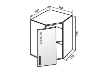 Фото В14 Тумба угловая 1Д витрина Квадро Люкс Вип-Мастер