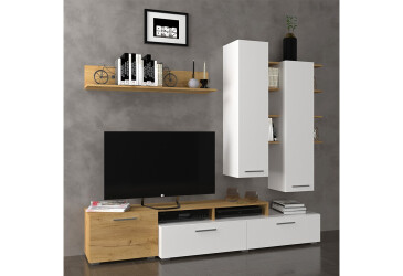 Фото Стенка VMV holding Астин 203 см Дуб крафт золотой/Белый